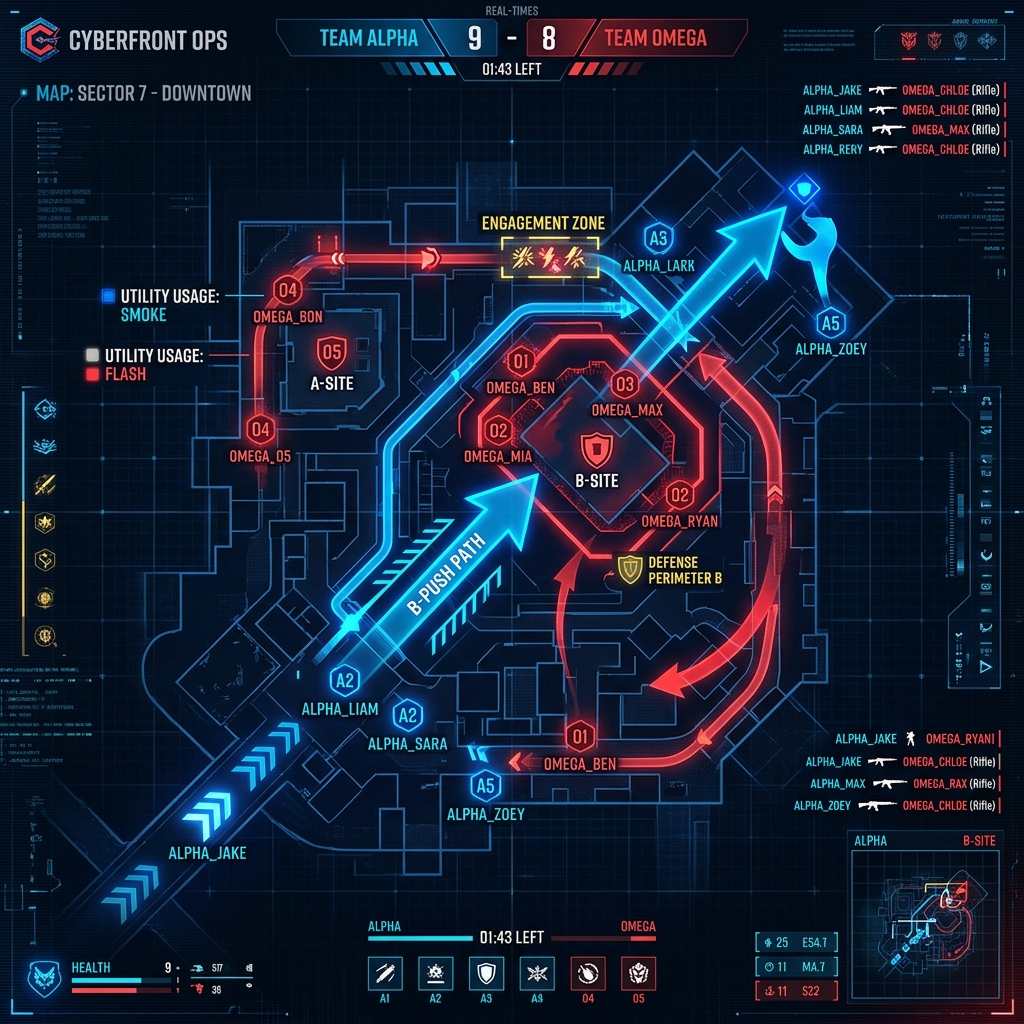 Esports strategy analysis with tactical map